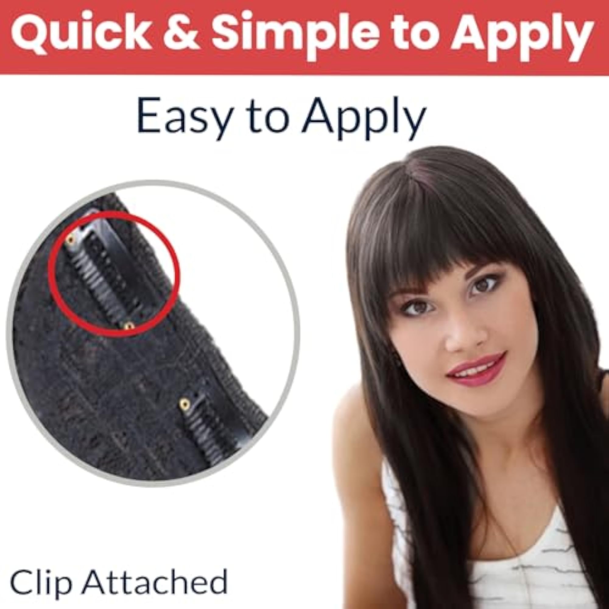 Front Bangs Hair Extensions for Women & Girls, Clip-On